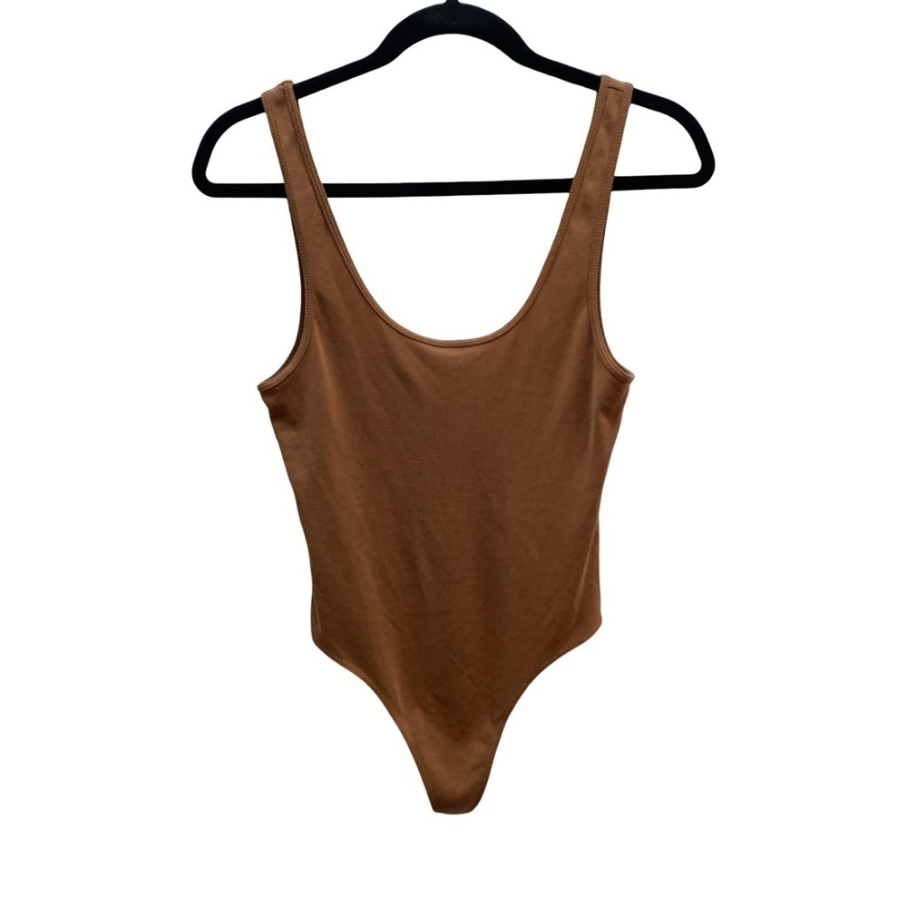 Dress Forum Size Small Warm Brown Ribbed Knit Thong Bodysuit. Preloved